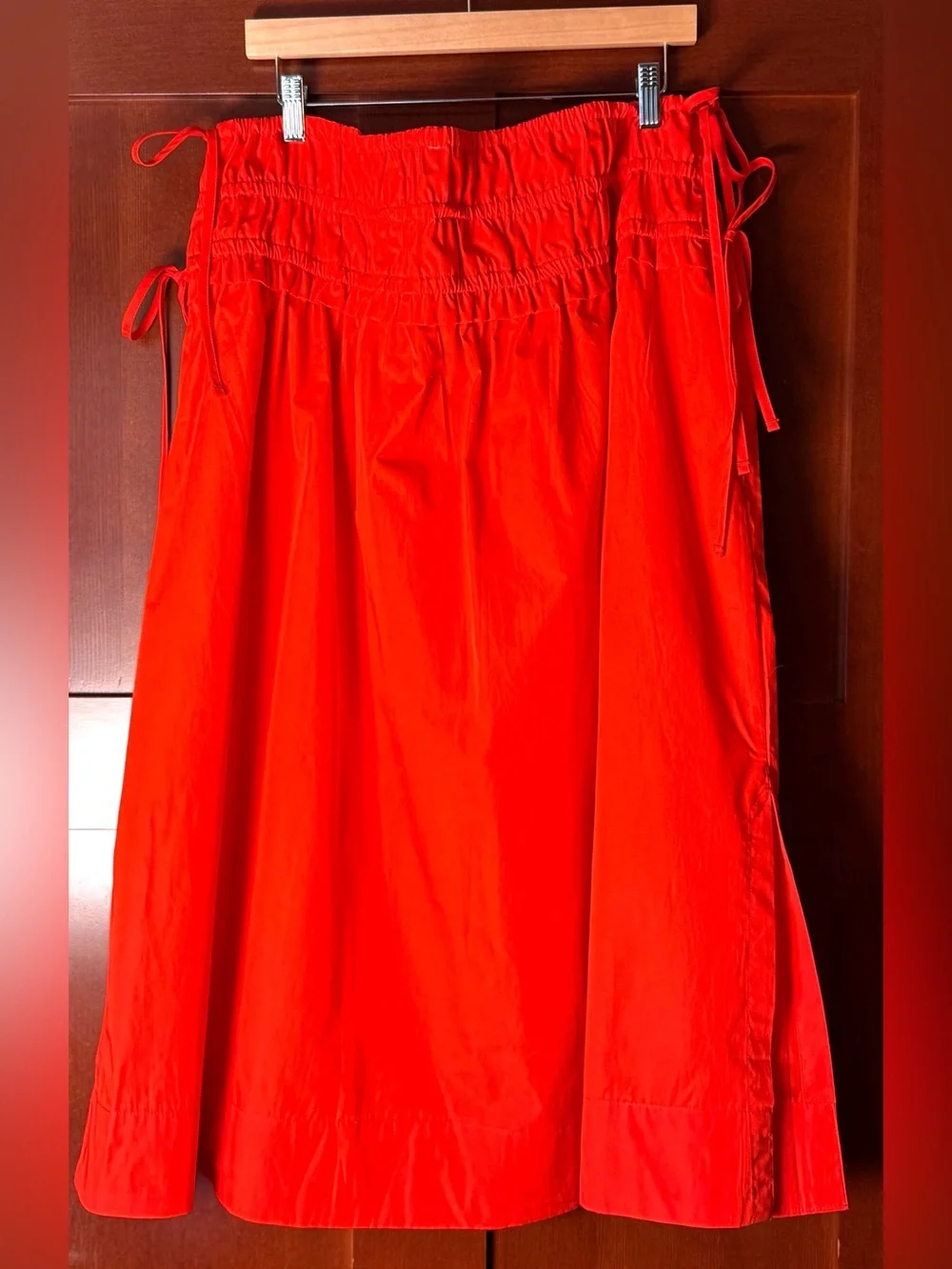 NWT Free Assembly Orange Smocked Maxi Skirt Cotton Side Ties XXL (20)